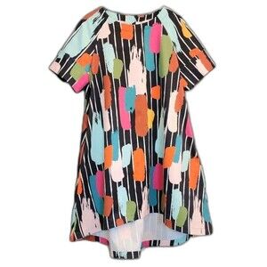 Crosby by Mollie Burch Sz L Whit Dress In Paint Stripe Dress Artsy Colorful Bold
